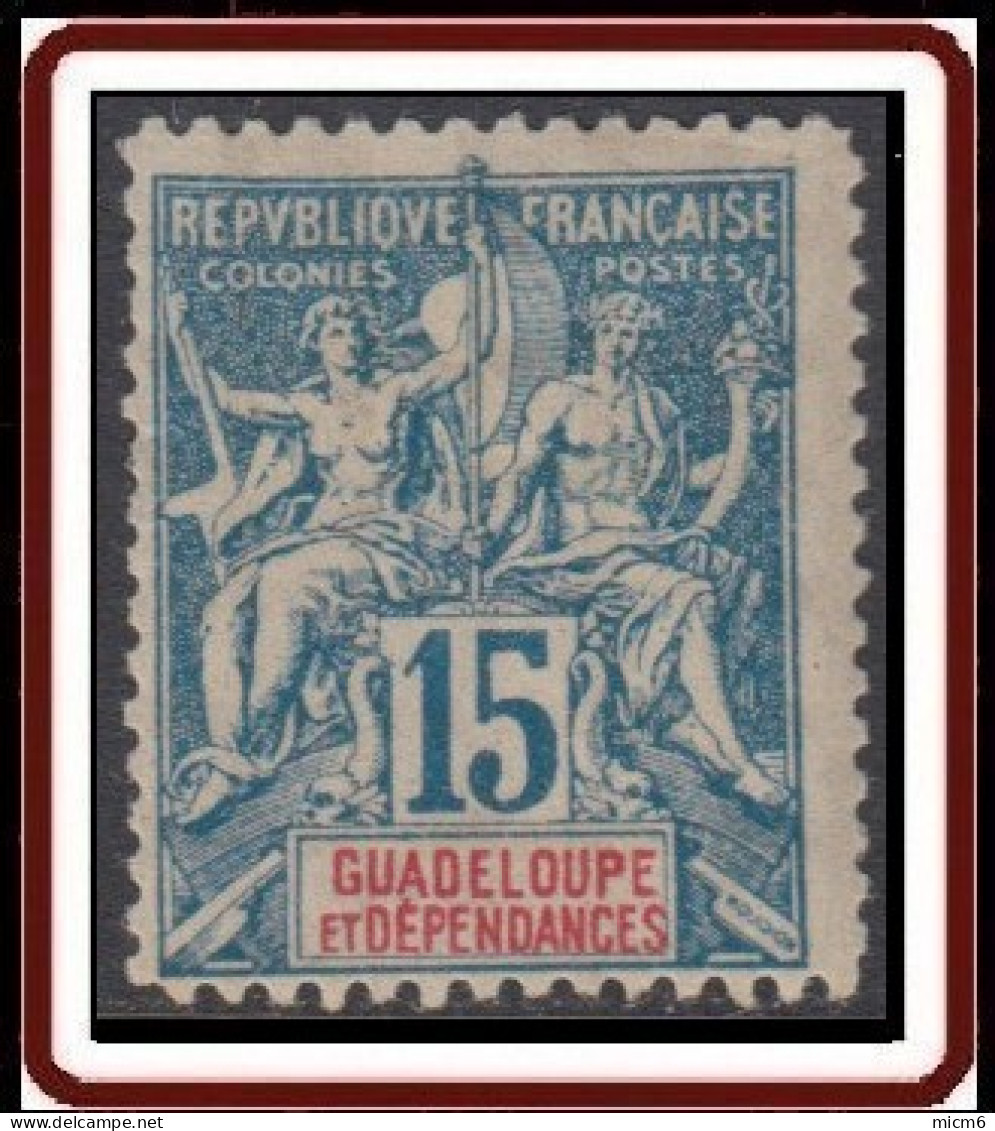 Guadeloupe 1876-1903 - N° 32 (YT) N° 32 (AM) Neuf *. Vignette Fournier. - Unused Stamps