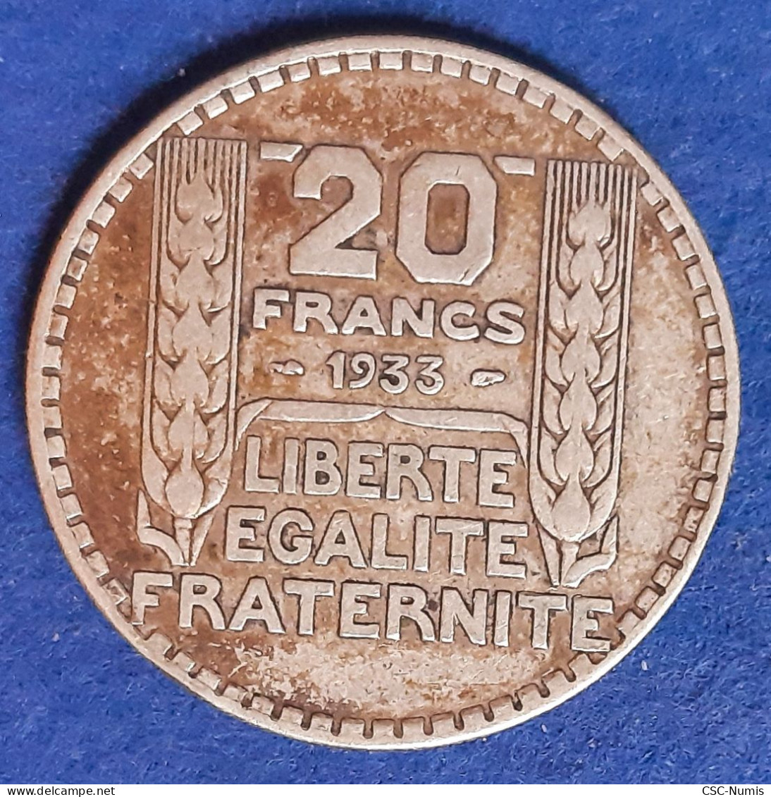 (CG#003) - 20 Francs Turin 1933 - Argent - 20 Francs