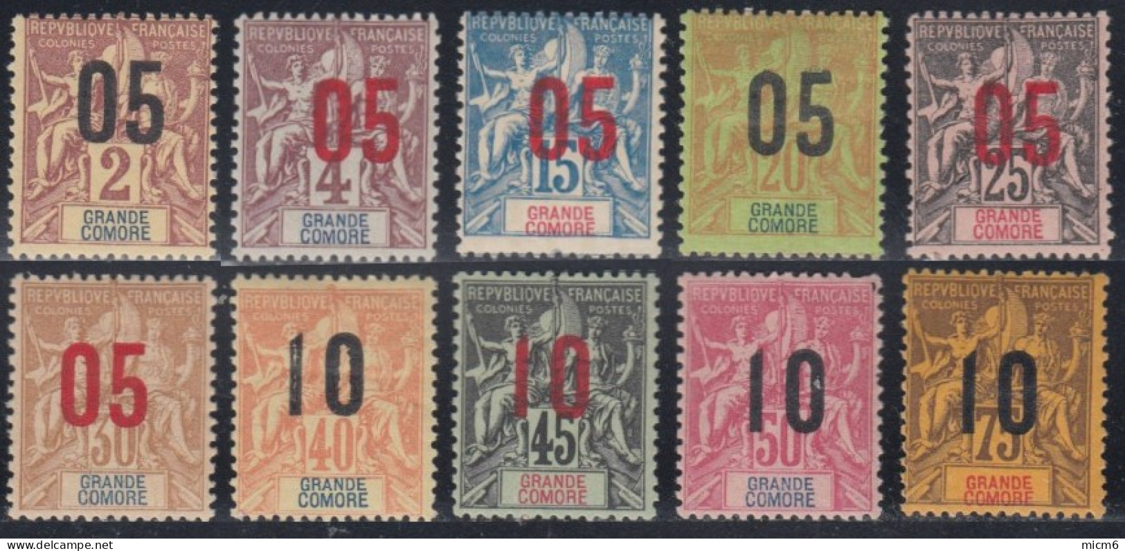 Grande Comore - N° 20 à 29 (YT) N° 20 à 29 (AM) Neufs *. - Unused Stamps