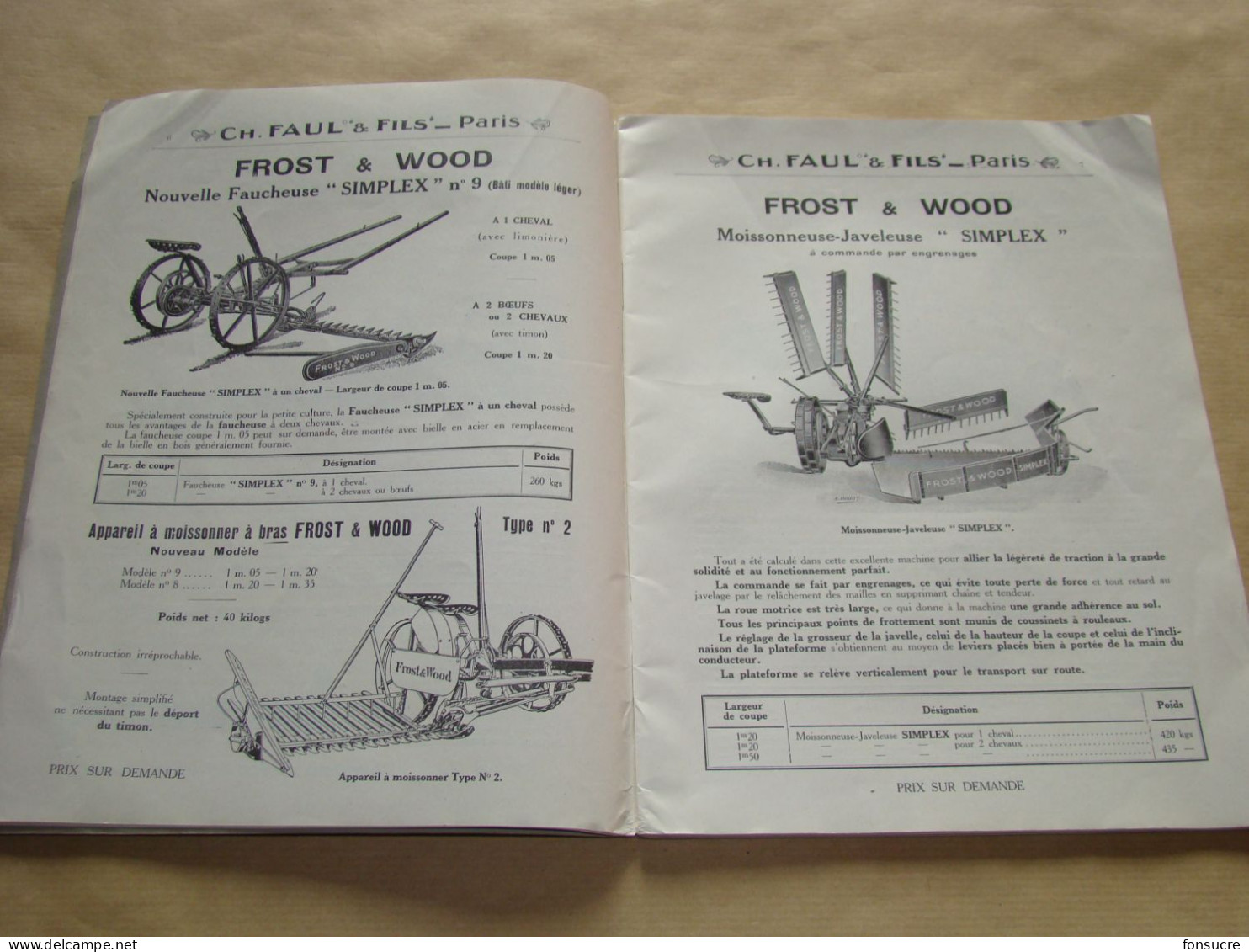 4721 Catalogue Machines Agricoles Ch. FAUL & Fils 1923 Frost & Wood John Deere Syracuse Savary Lister La Goulue 80 Pages - Agriculture