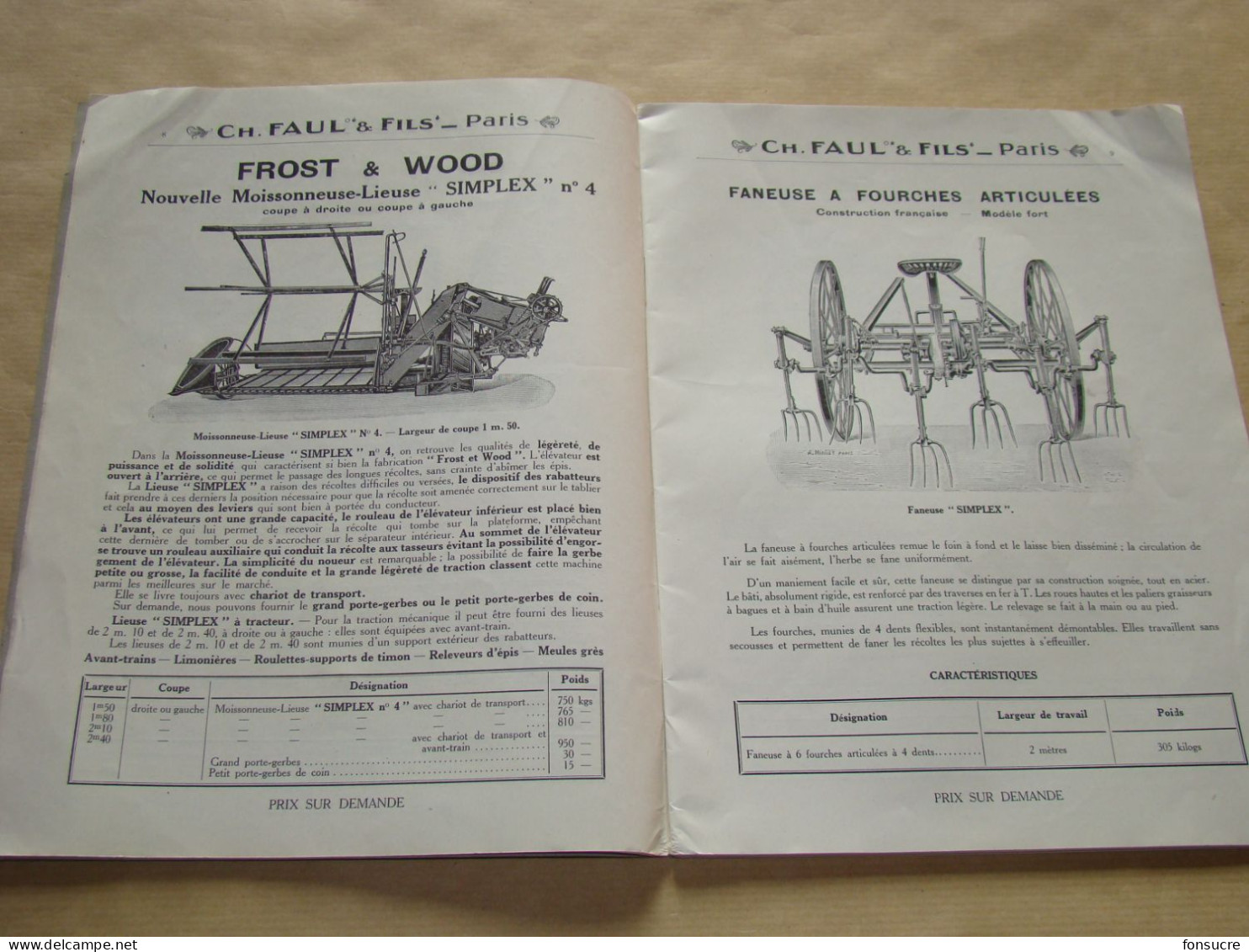 4721 Catalogue Machines Agricoles Ch. FAUL & Fils 1923 Frost & Wood John Deere Syracuse Savary Lister La Goulue 80 Pages - Agricultura