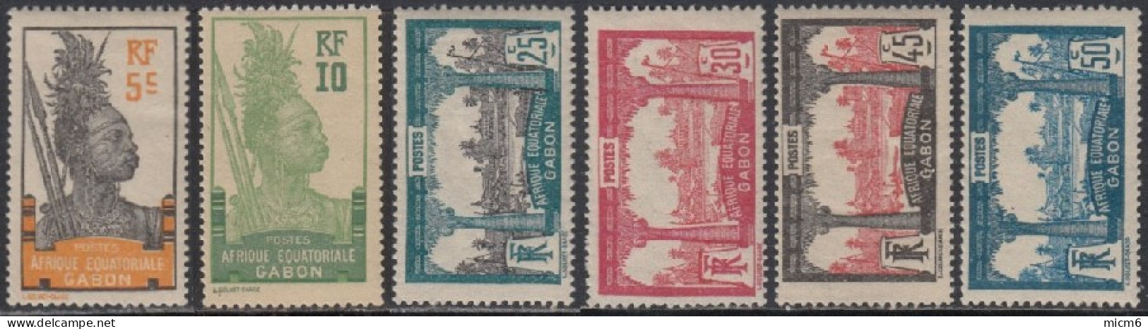 Gabon 1910-1922 - N° 82 à 87 (YT) N° 82 à 87 (AM) Neufs *. - Unused Stamps