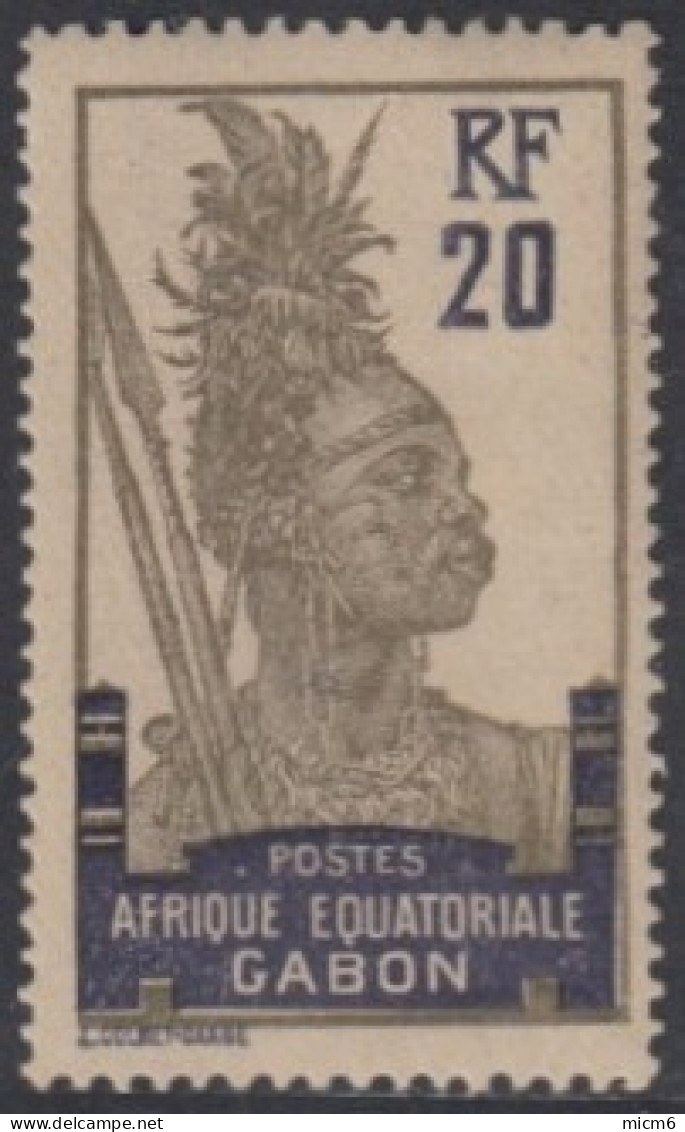 Gabon 1910-1922 - N° 55b (YT) N° 54 (AM) Neuf *. Gris-olive Et Violet. - Neufs