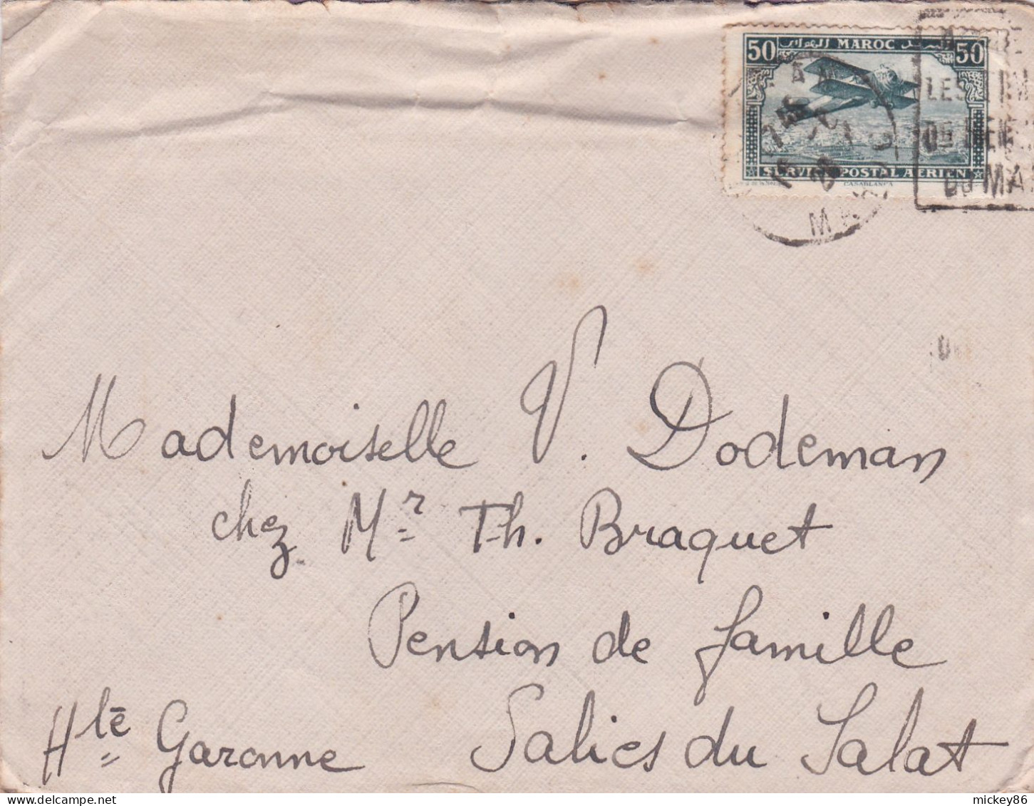 Maroc--1928--lettre De Mazagan Pour SALIES DU SALAT-31 (France), Tp Avion, Cachet Daguin - Briefe U. Dokumente