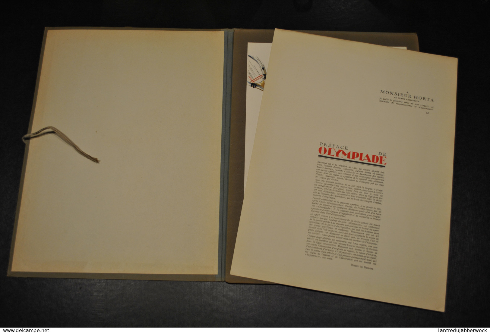 MASSONET OLYMPIADE Portfolio HC 3 Exemplaires Signé 8 Planches Kayak Tennis Escrime Boxe Football Escrime Lancer Course - 1901-1940