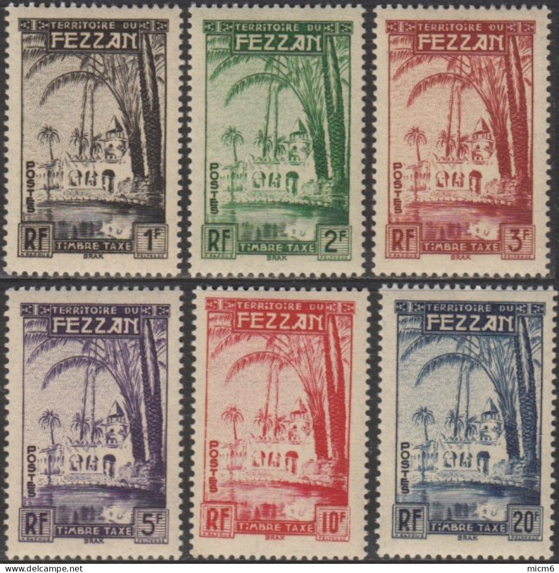 Fezzan (Territoire Militaire Du) - Timbres-taxe N° 6 à 11 (YT) N° 6 à 11 (AM) Neufs *. - Unused Stamps