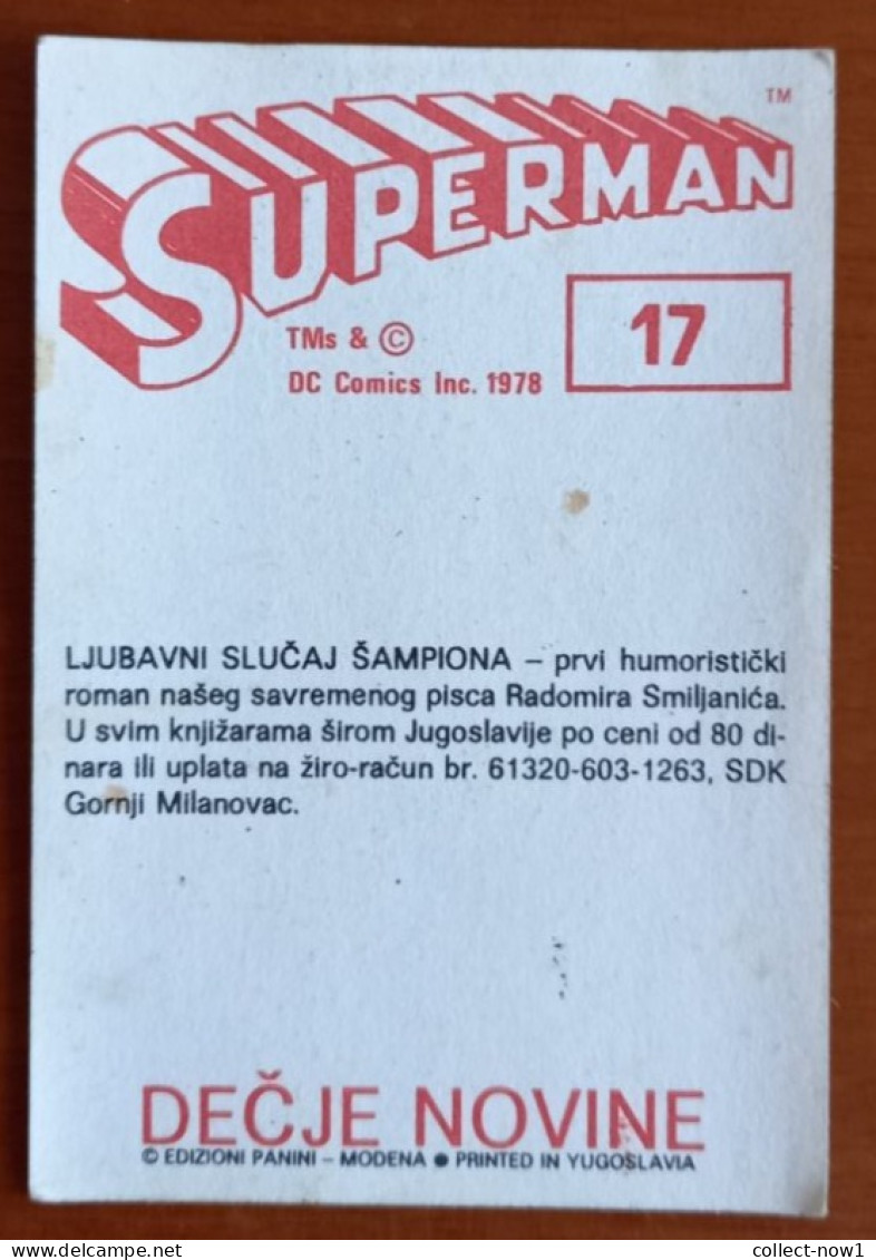 #14  SUPERMAN Panini Sticker (Printed In Yugoslavia - Decje Novine) RARE - Otros & Sin Clasificación