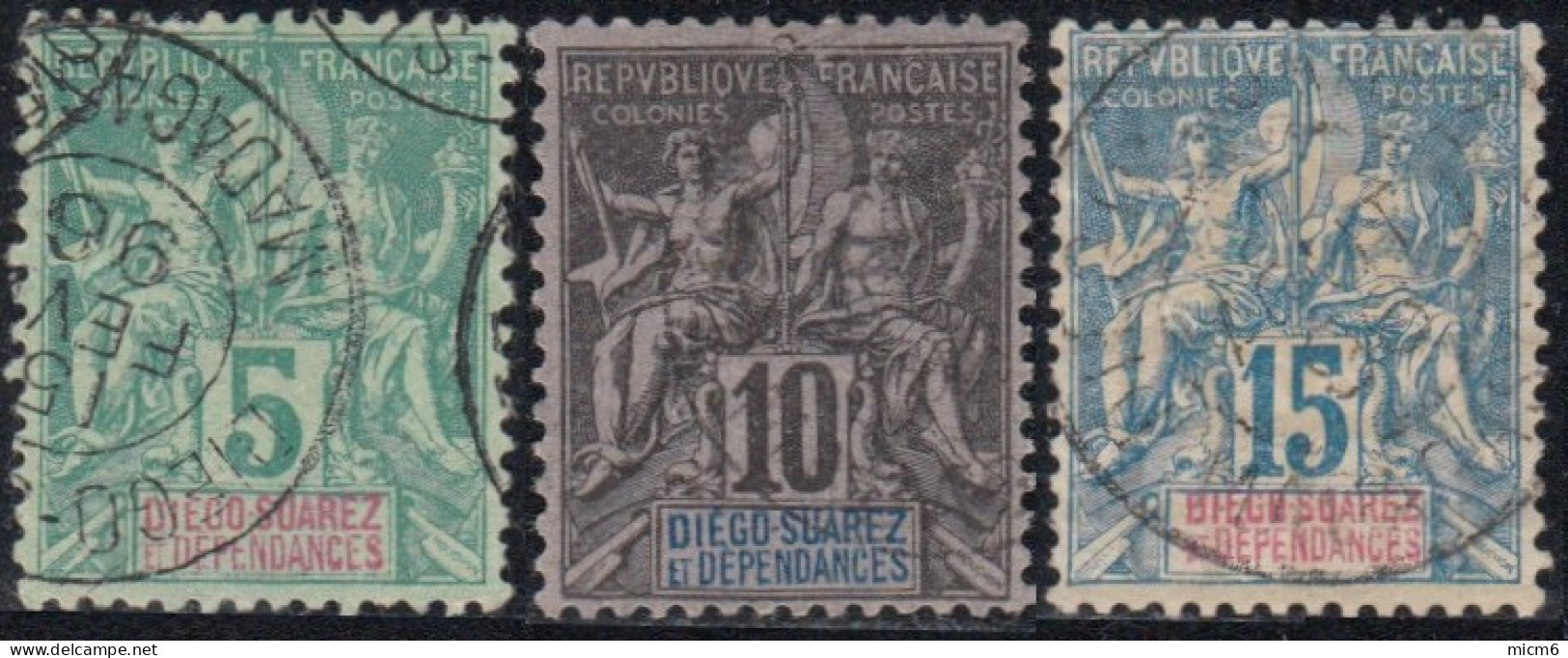 Diégo-Suarez - N° 28, 29, 30 (YT) N° 28, 29, 30 (AM) Oblitérés. - Used Stamps