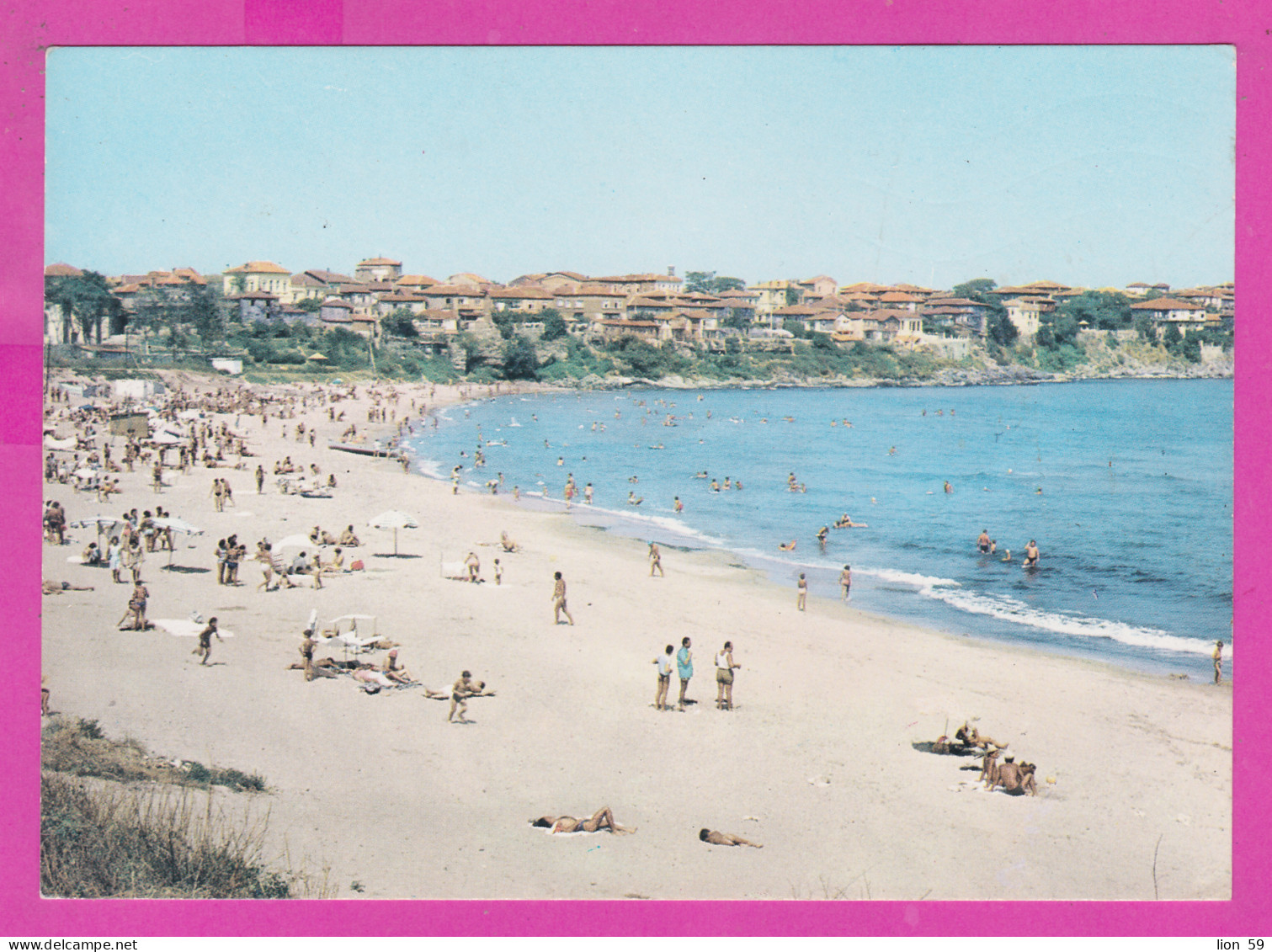 310964 / Bulgaria - Sozopol - The City Beach, The Old Town In The Distance People 1981 PC Septemvri Bulgarie - Bulgarie