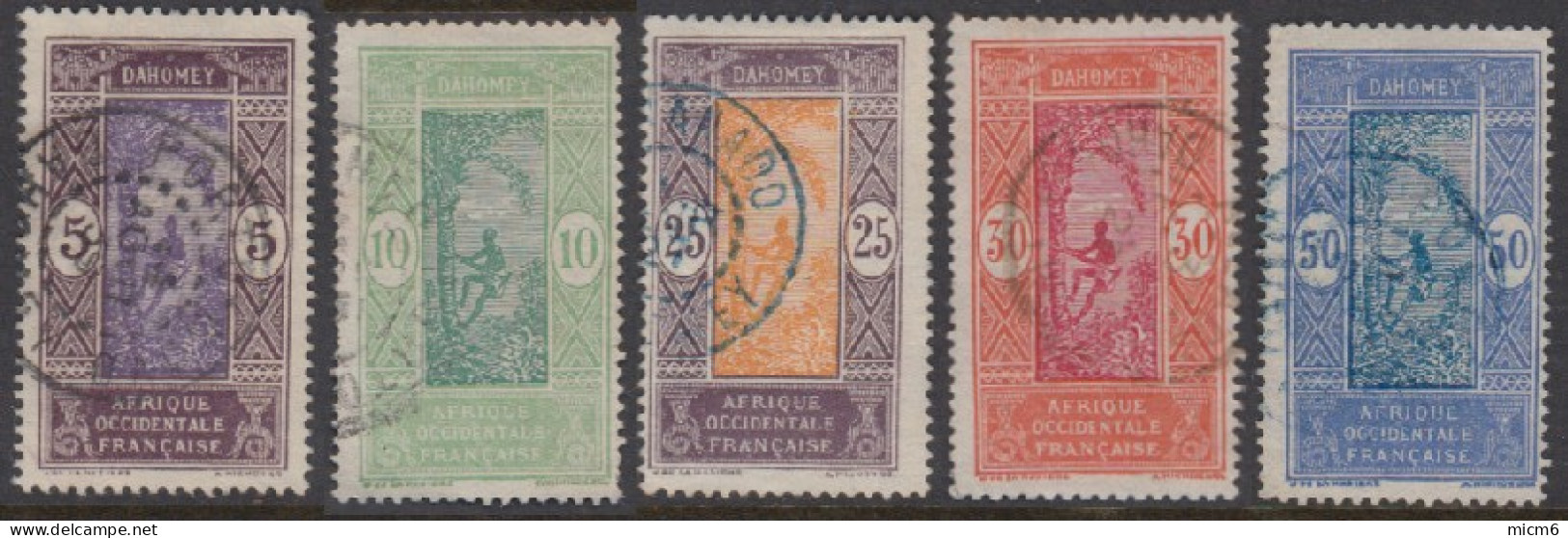 Dahomey 1912-1944 - N° 61 à 65 (YT) N° 60 à 64 (AM) Oblitérés. - Used Stamps