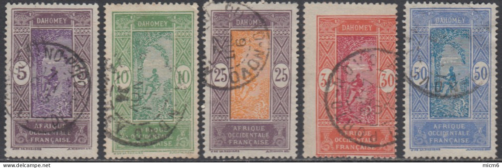Dahomey 1912-1944 - N° 61 à 65 (YT) N° 60 à 64 (AM) Oblitérés. - Gebraucht
