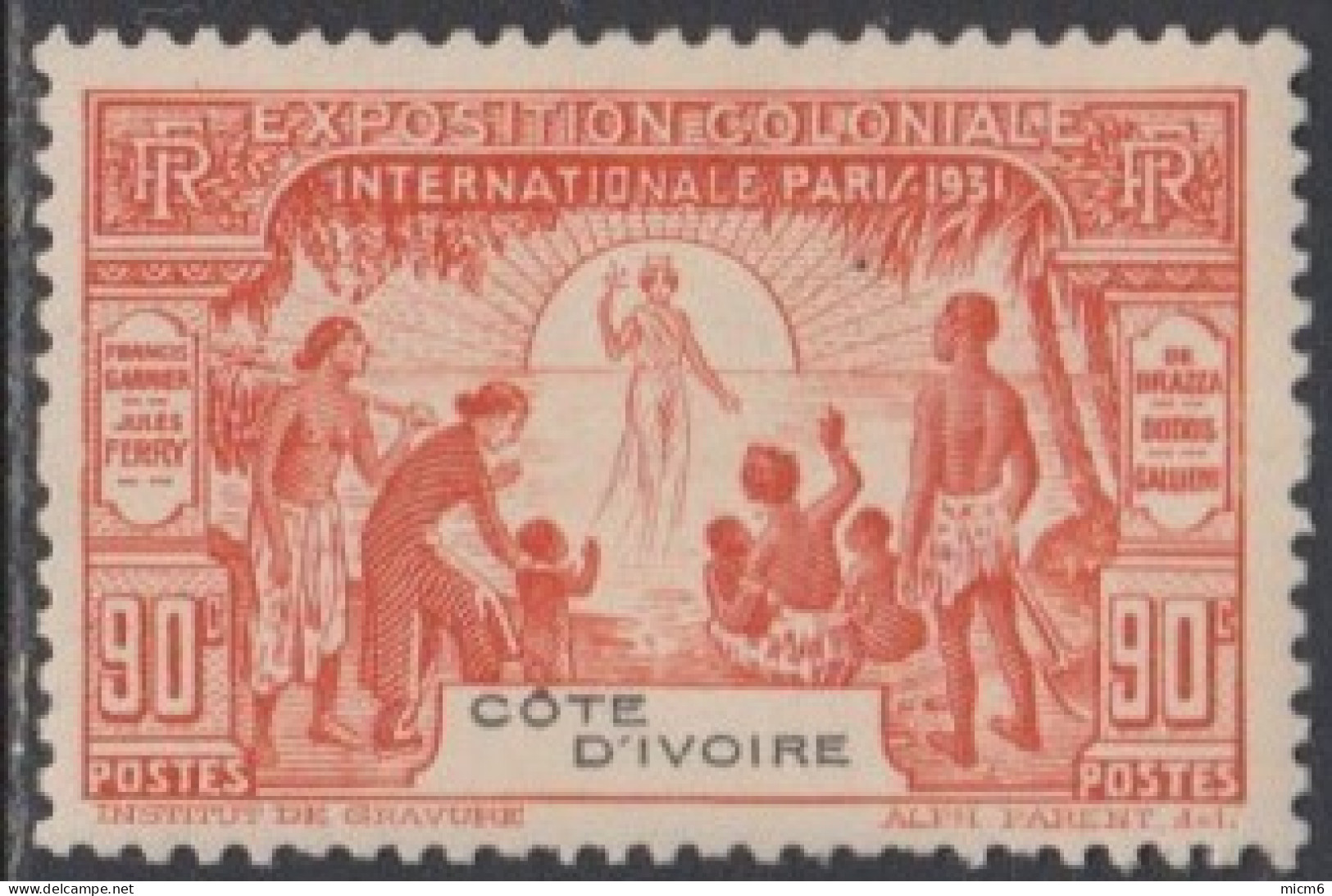 Côte D'Ivoire 1913-1944 - N° 86 (YT) N° 88 (AM) Neuf *. - Unused Stamps