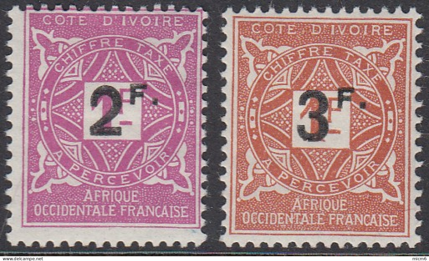 Côte D'Ivoire 1892-1912 - Timbres-taxe N° 17 & 18 (YT) N° 17 & 18 (AM) Neufs *. - Unused Stamps