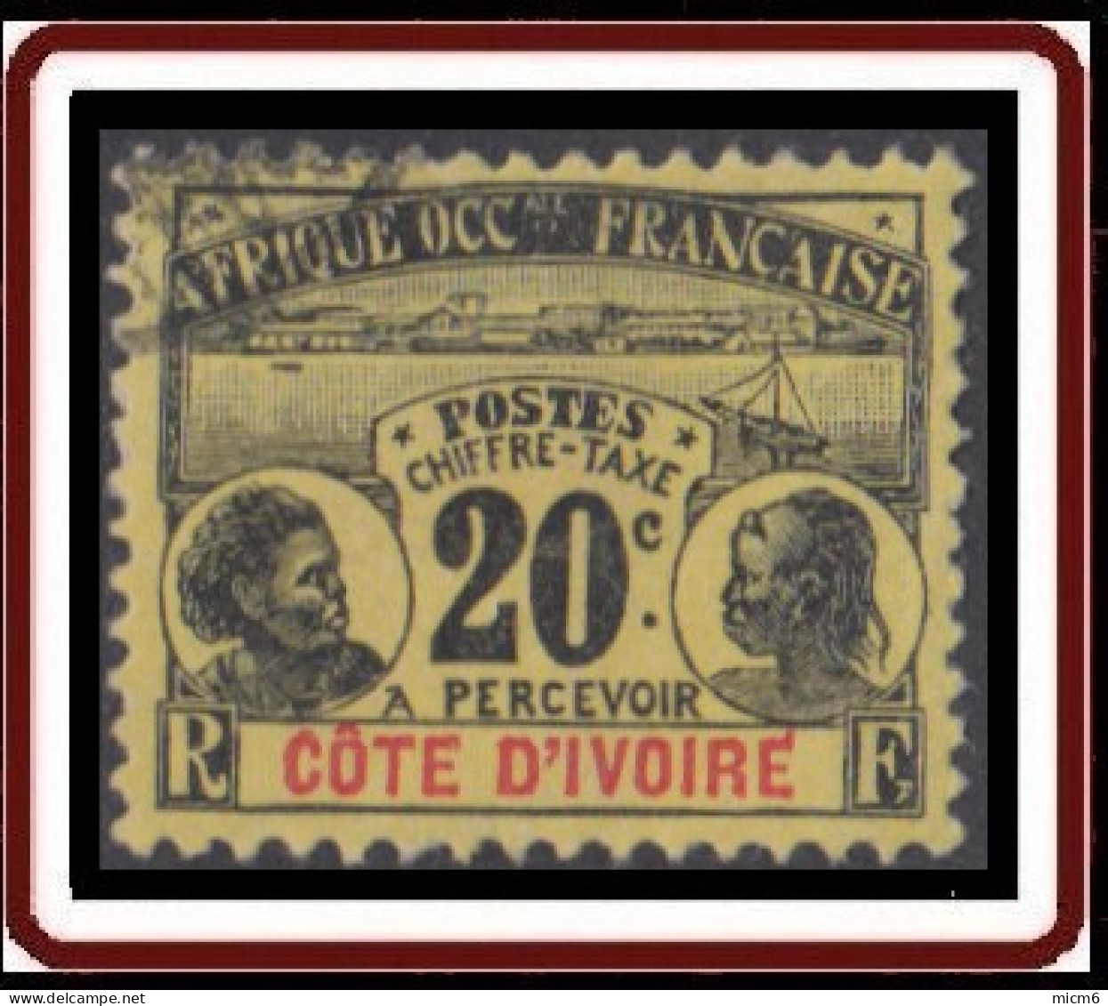 Côte D'Ivoire 1892-1912 - Timbre-taxe N° 04 (YT) N° 4 (AM) Oblitéré. - Oblitérés