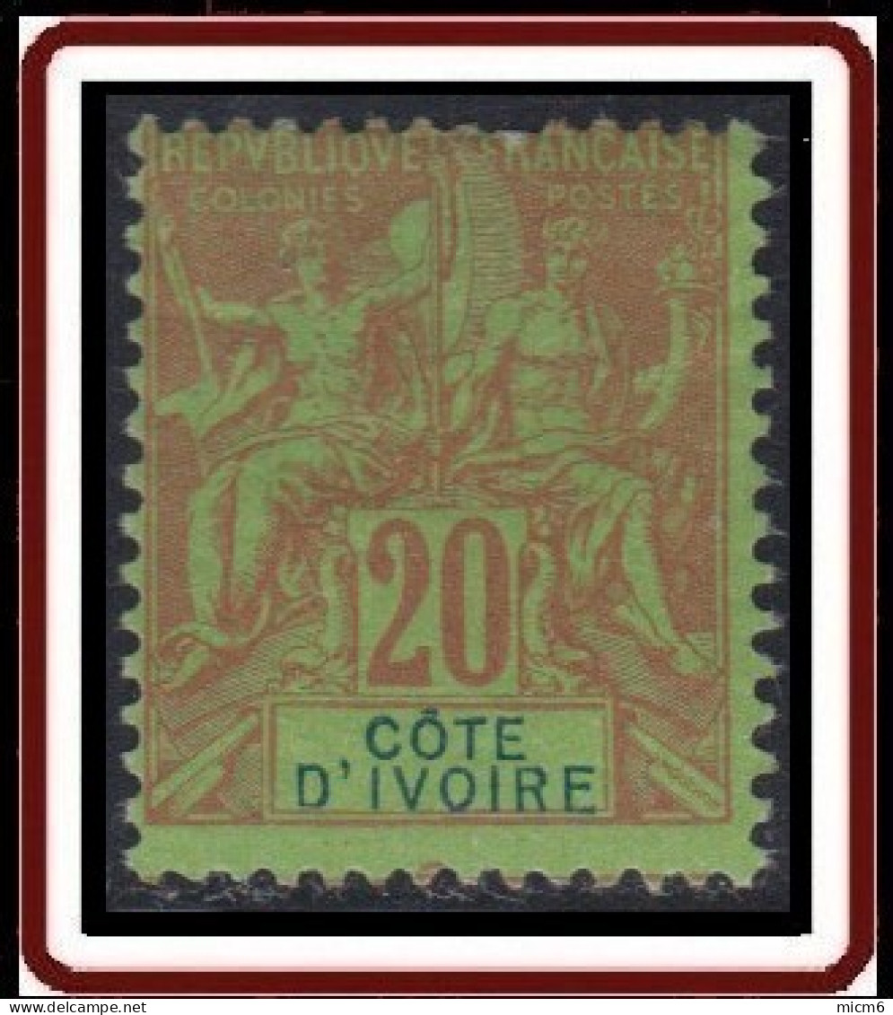 Côte D'Ivoire 1892-1912 - N° 07 (YT) N° 7 (AM) Neuf *. Une Dent Pliée. - Neufs