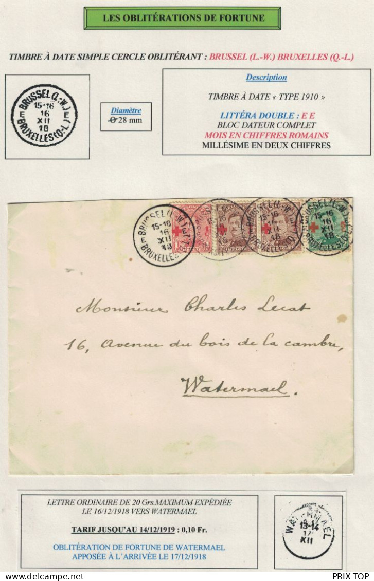 TP 150-151(2)-152 Albert Croix-Rouge S/L. Obl. BXL Q-L 16/12/18 > Watermael C. Fortune En Arrivée Feuille De Collection - Fortune Cancels (1919)