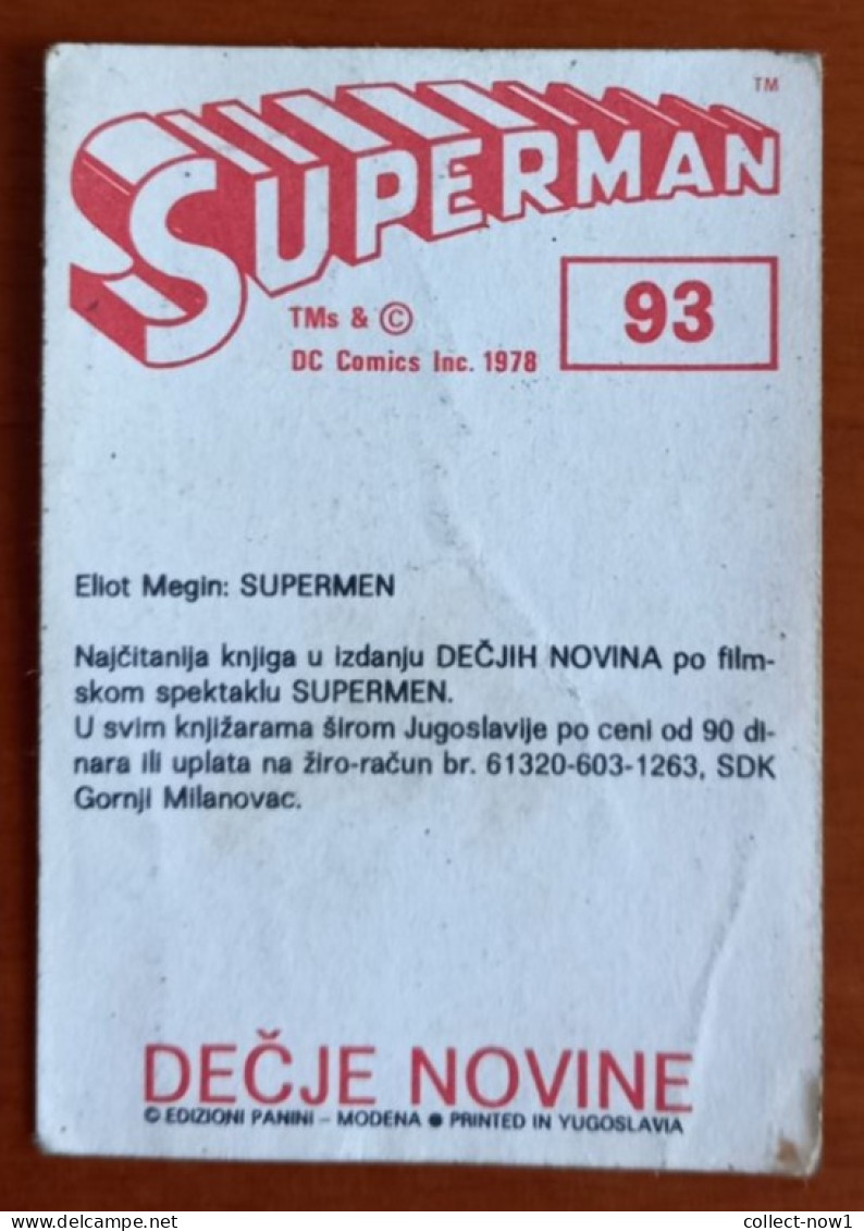 #14  SUPERMAN Panini Sticker (Printed In Yugoslavia - Decje Novine) RARE - Otros & Sin Clasificación