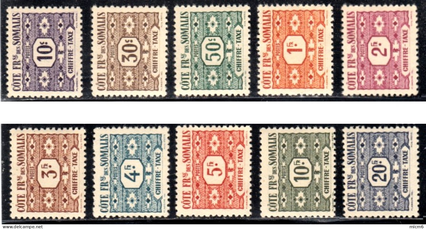 Côte Française Des Somalis 1941-1958 - Timbres-taxe N° 44 à 53 (YT) N° 44 à 53 (AM) Neufs **. - Neufs