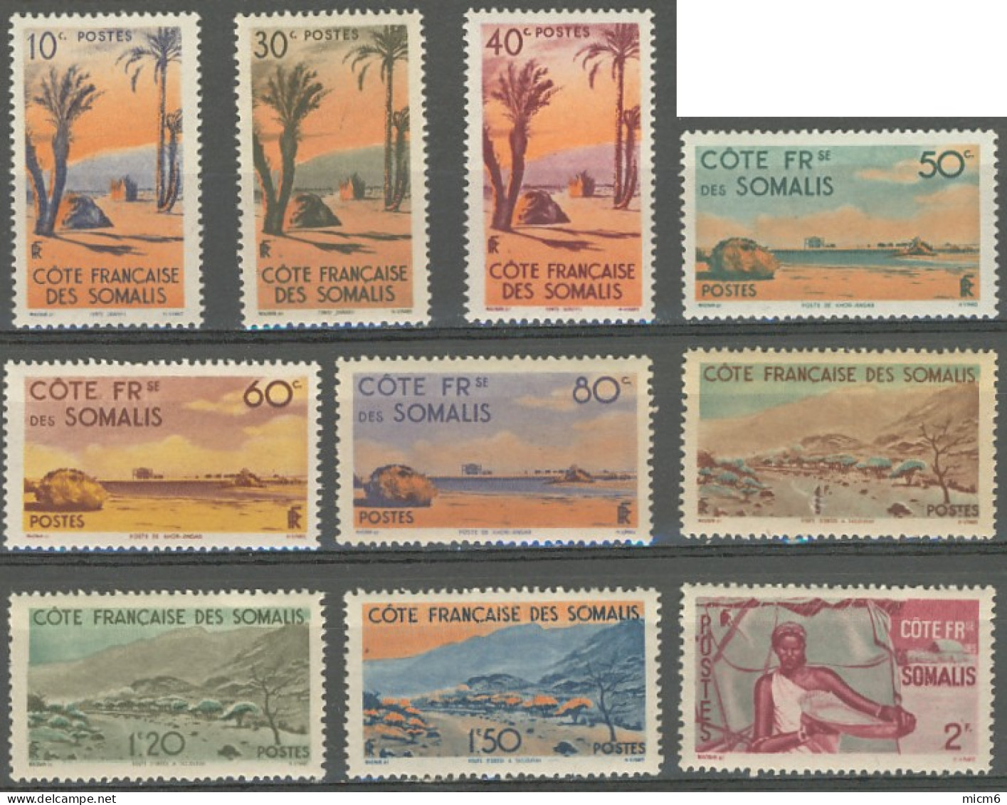 Côte Française Des Somalis 1941-1958 - N° 264 à 282 (YT) N° 266 à 284 (AM) Neufs **. - Unused Stamps