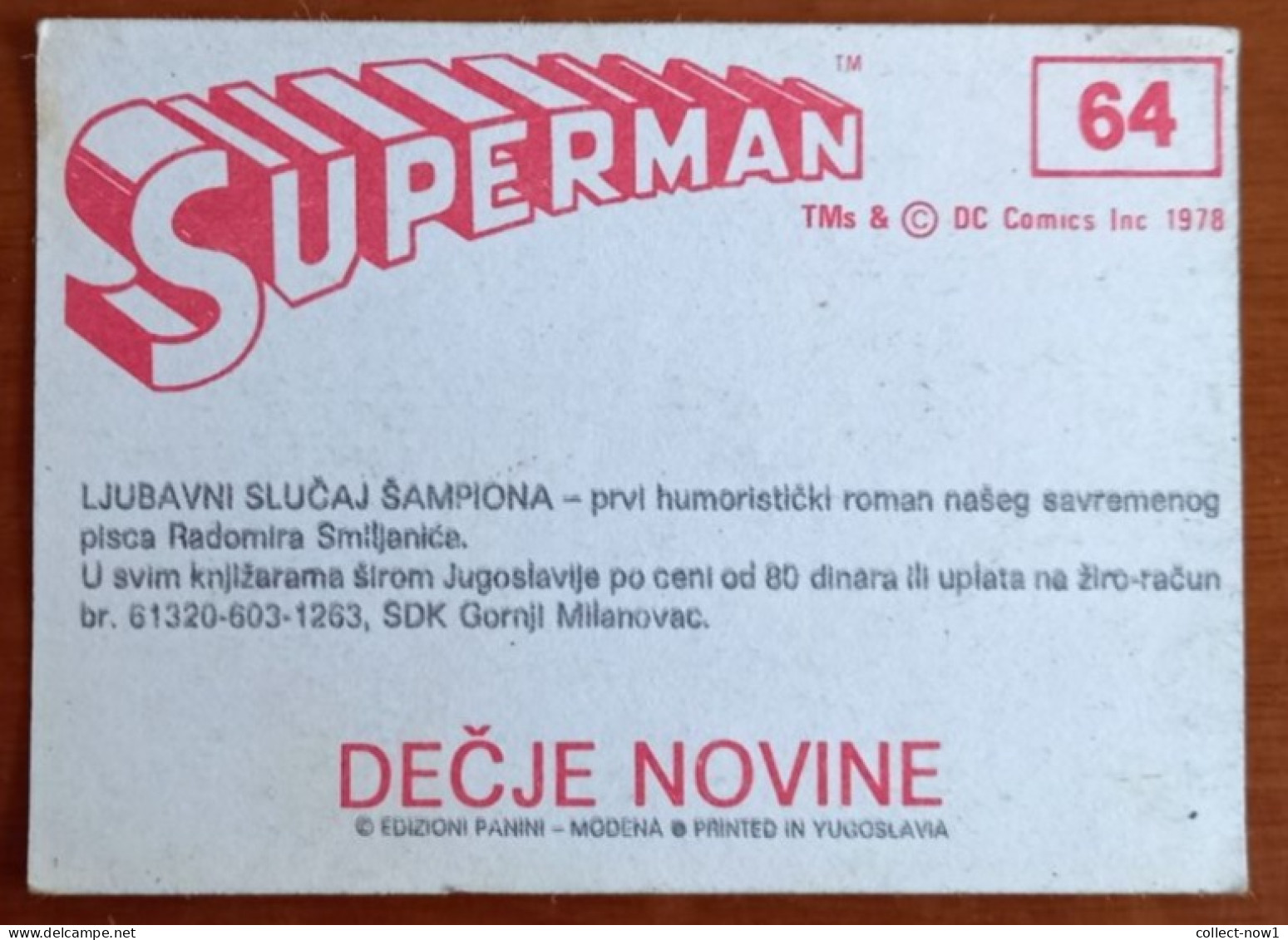 #14  SUPERMAN Panini Sticker (Printed In Yugoslavia - Decje Novine) RARE - Otros & Sin Clasificación