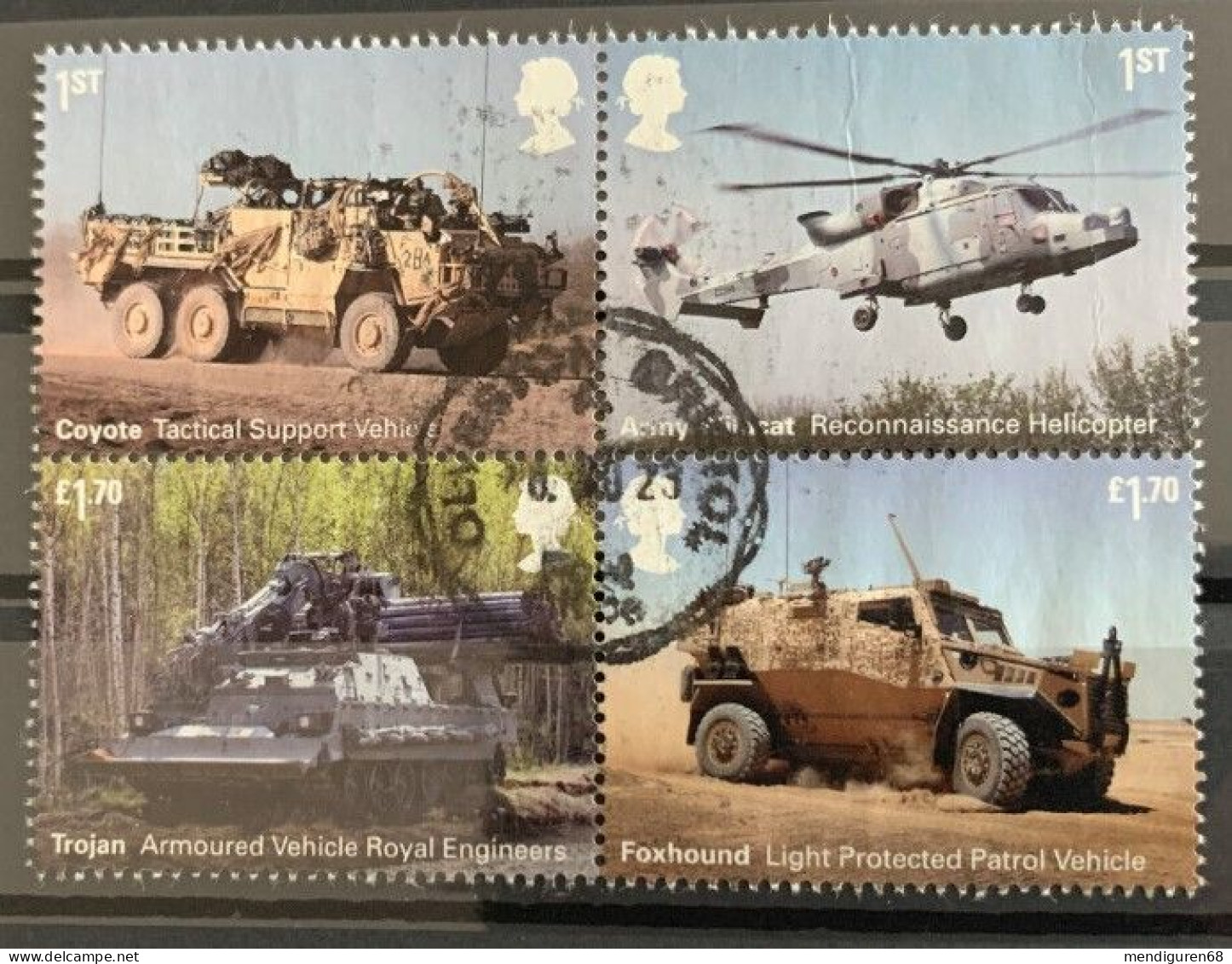 GROSSBRITANNIEN GRANDE BRETAGNE GB 2021 FROM MS BRITISH ARMY VEHICLES SET 4V USED SG 4574a- MI 4838-41 YT 5246-9 SC 4755 - Oblitérés