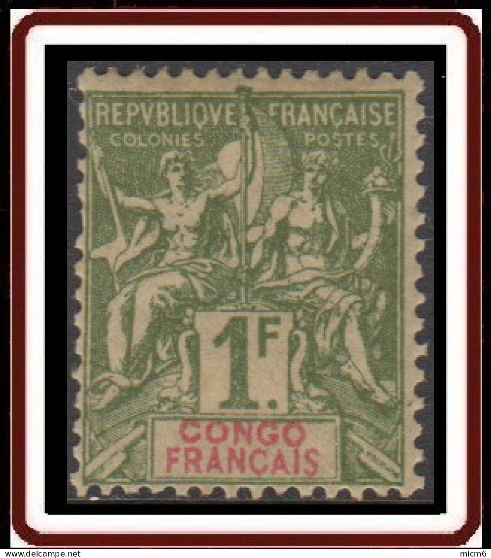 Congo Français 1892-1900 - N° 24 (YT) N° 24 (AM) Neuf *. Une Dent Courte. - Unused Stamps