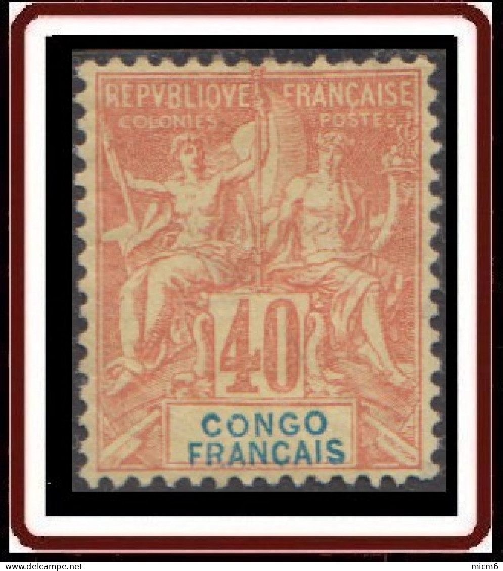 Congo Français 1892-1900 - N° 21 (YT) N° 21 (AM) Neuf *. Petit Aminci Et Adhérence Papier. - Ongebruikt