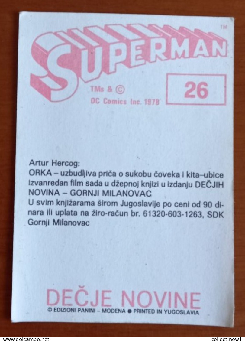 #14  SUPERMAN Panini Sticker (Printed In Yugoslavia - Decje Novine) RARE - Otros & Sin Clasificación