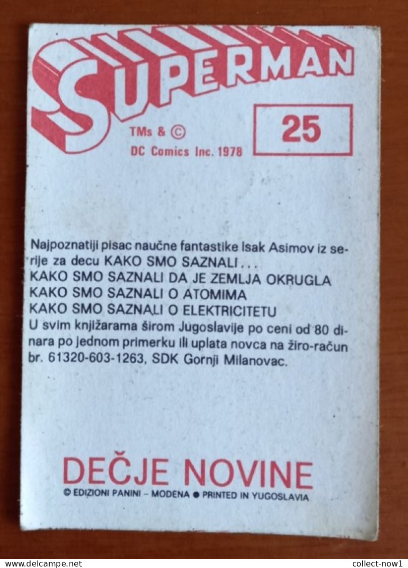 #14  SUPERMAN Panini Sticker (Printed In Yugoslavia - Decje Novine) RARE - Otros & Sin Clasificación