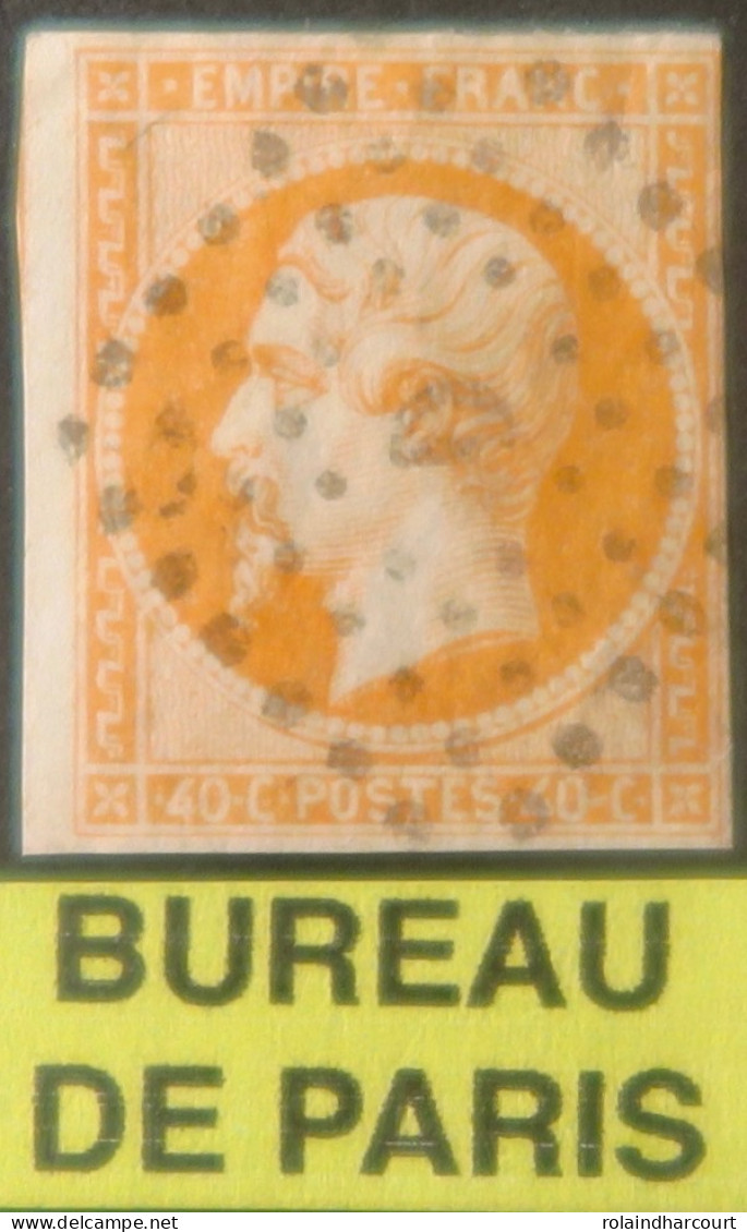 R1311/2926 - FRANCE - NAPOLEON III N*16j Orange Pâle - BUREAU " D " De PARIS - 1853-1860 Napoleon III