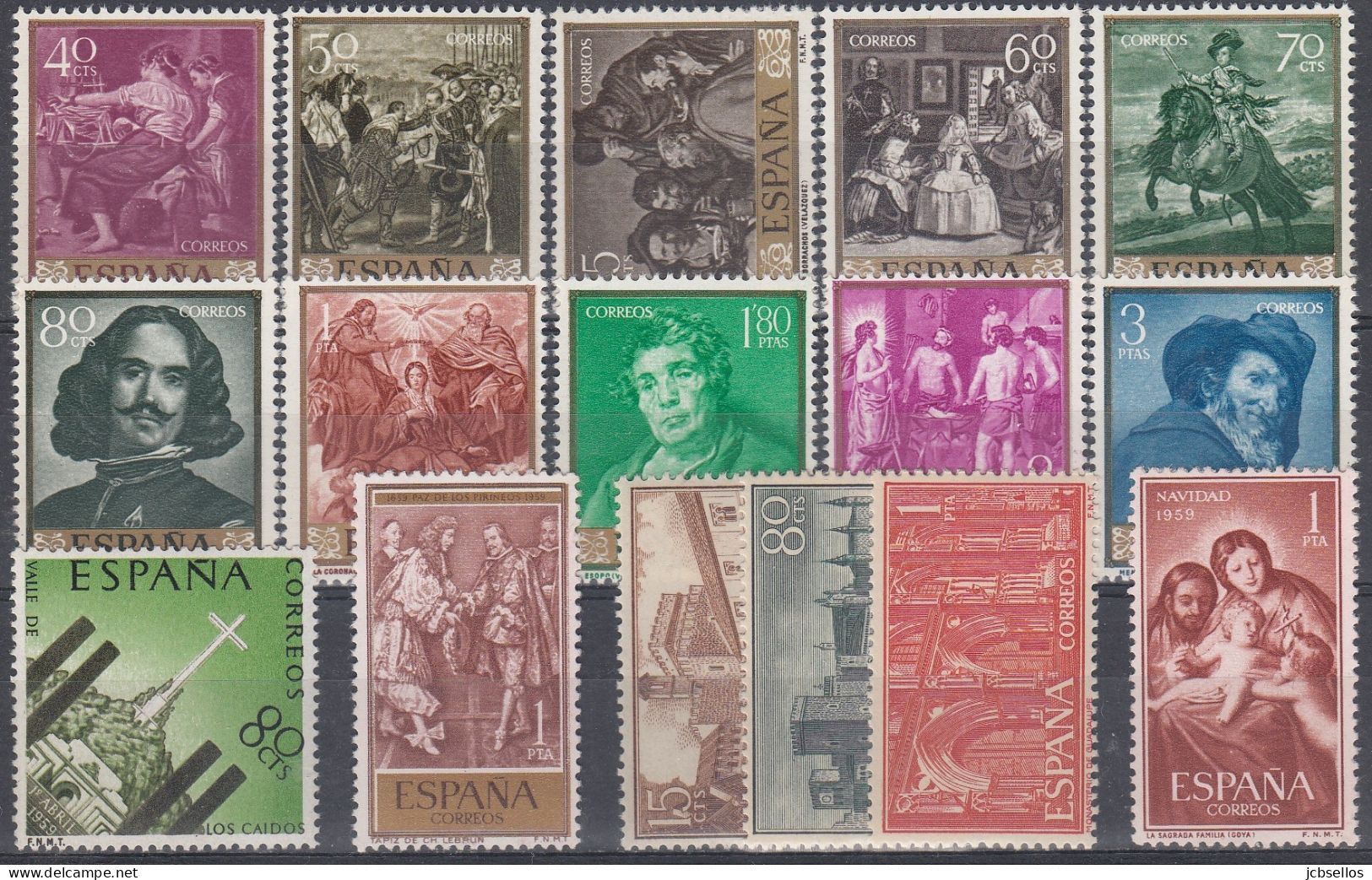 ESPAÑA 1959 Nº 1238/1253 AÑO COMPLETO NUEVO,SIN CHARNELA, 16 SELLOS - Années Complètes