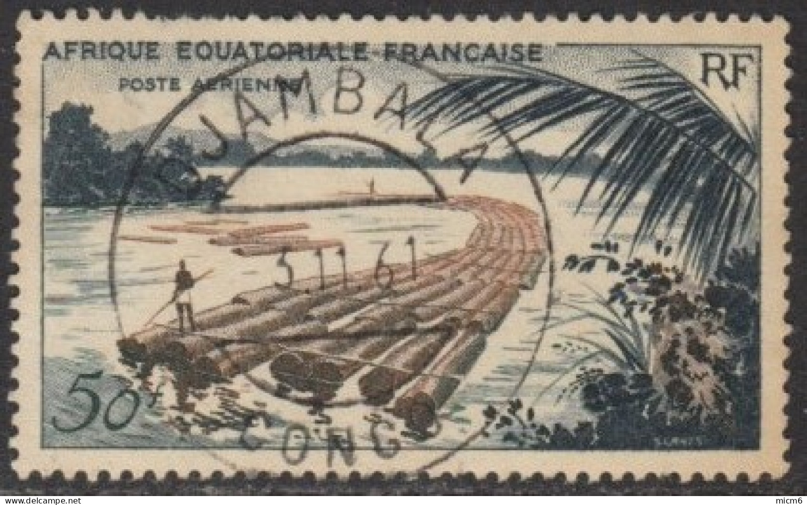 Afrique Equatoriale Française - Djambala / Gabon Sur Poste Aérienne N° 58 (YT) N° 58 (AM). Oblitération. - Other & Unclassified