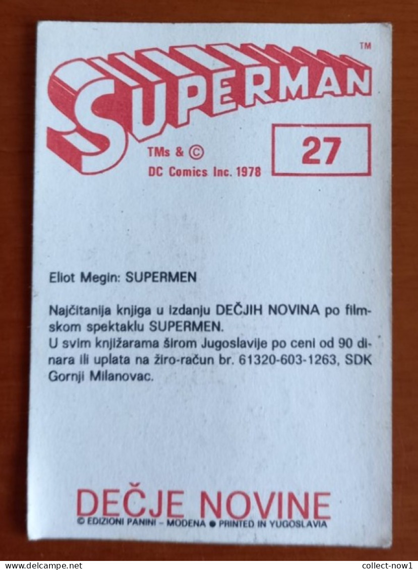 #14  SUPERMAN Panini Sticker (Printed In Yugoslavia - Decje Novine) RARE - Otros & Sin Clasificación