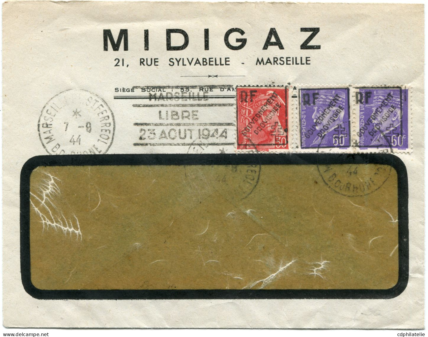 FRANCE LETTRE AVEC CACHET MARSEILLE LIBRE 23 AOUT 1944 DEPART MARSEILLE ET STE FERREOL 7-9-44 - Befreiung