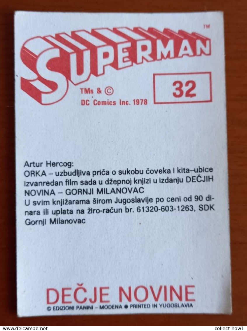 #14  SUPERMAN Panini Sticker (Printed In Yugoslavia - Decje Novine) RARE - Otros & Sin Clasificación