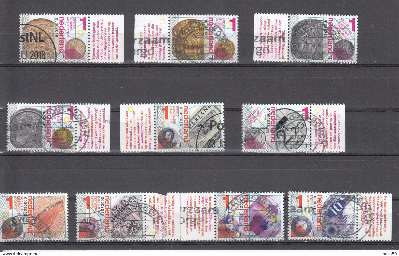 Nederland 2018 Nvph Nr 3668 - 3677, Mi Nr 3735 - 3744, Geld, Money, Gulden Met Vuurtoren, Lighthouse - Usati