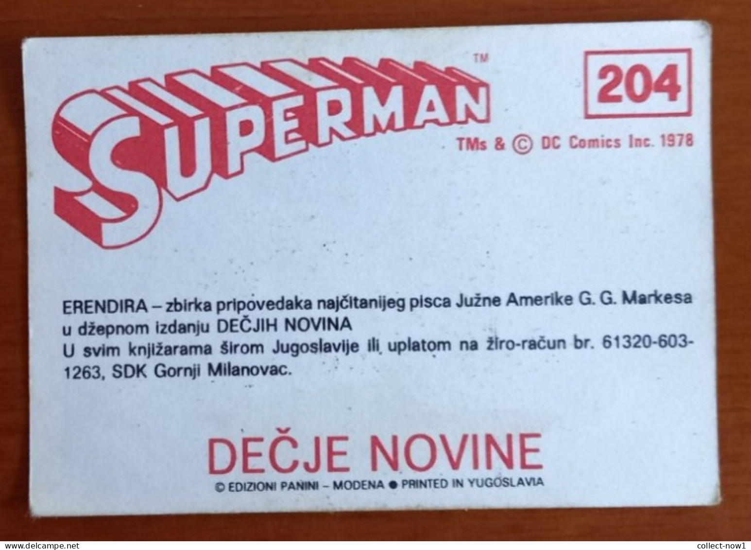 #14  SUPERMAN Panini Sticker (Printed In Yugoslavia - Decje Novine) RARE - Otros & Sin Clasificación