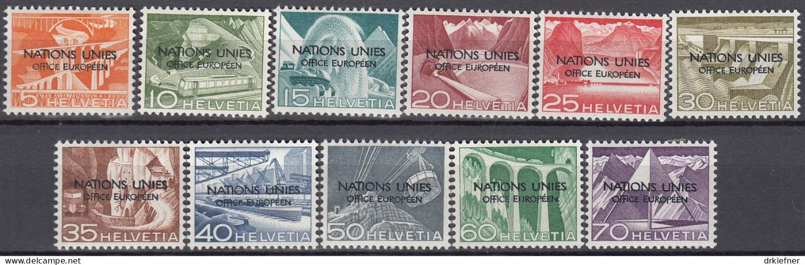 SCHWEIZ  Dienst, Int. Organisationen, ONO/UNO 1-11, Postfrisch **, 1950 - Dienstzegels