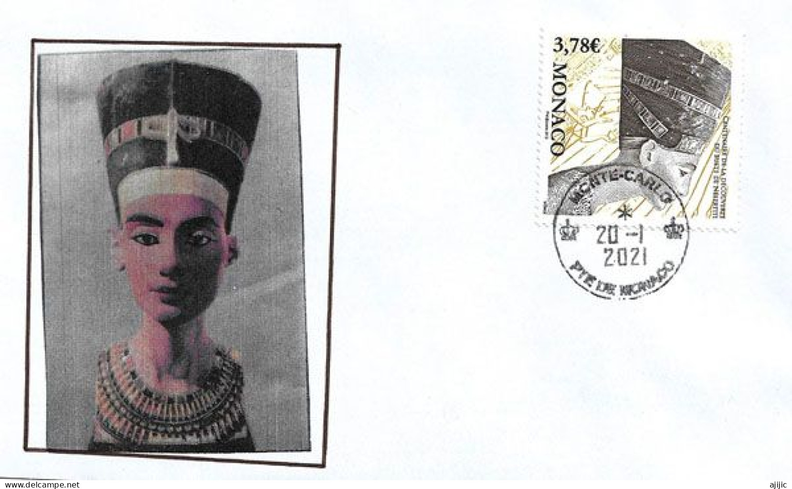 Reine Néfertiti  "Neues Museum" Berlin. Timbre Haute Faciale 3,78 Euro, Sur Lettre De Monaco - Sculpture