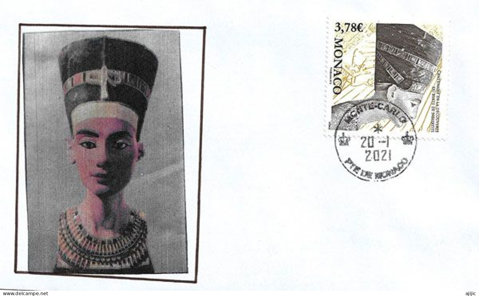 Reine Néfertiti  "Neues Museum" Berlin. Timbre Haute Faciale 3,78 Euro, Sur Lettre De Monaco - Escultura