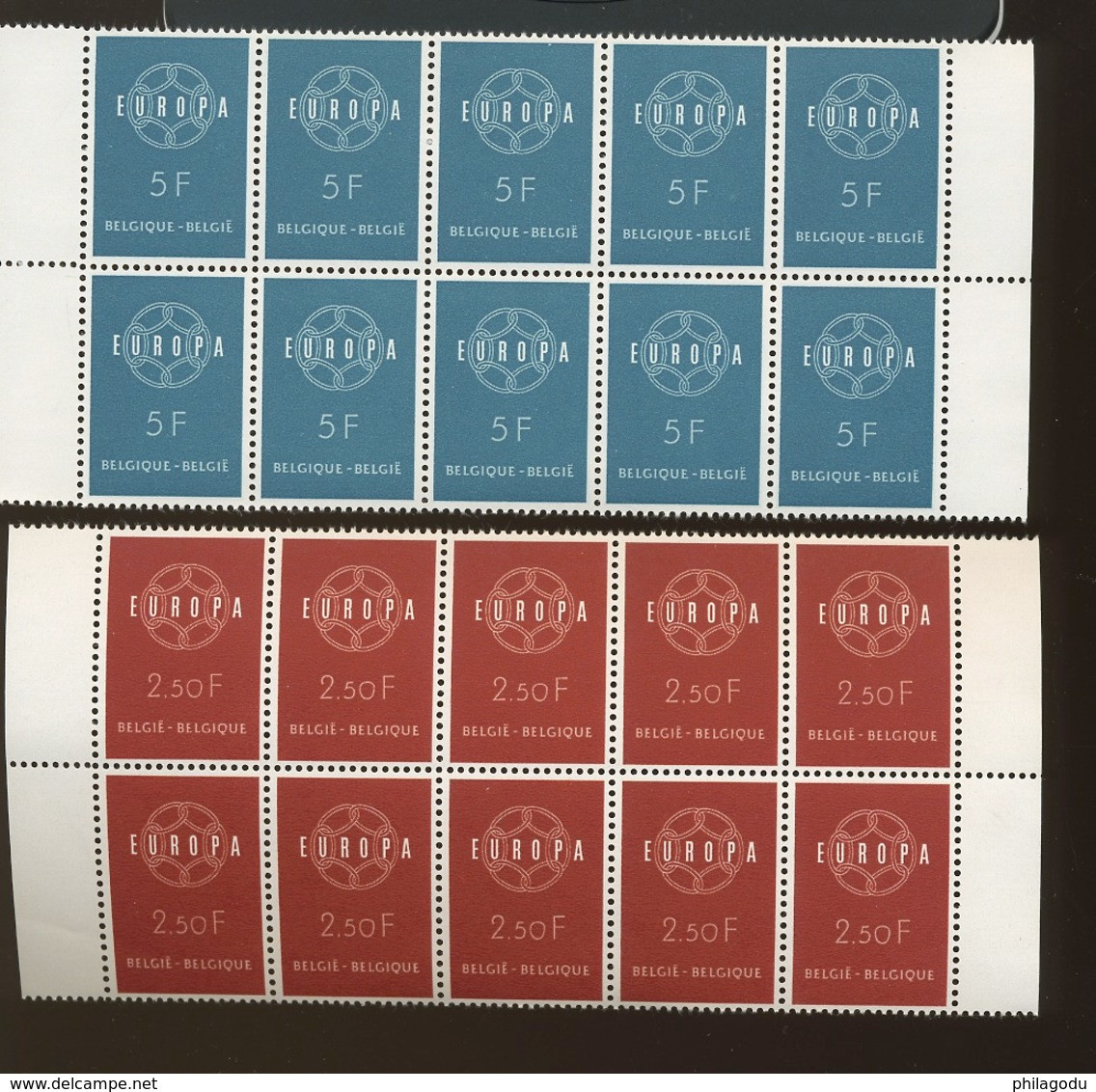 Europa 1959.  1111/1112  ** Morceau De 10 * *.   Cote 23,-Euros - Unused Stamps
