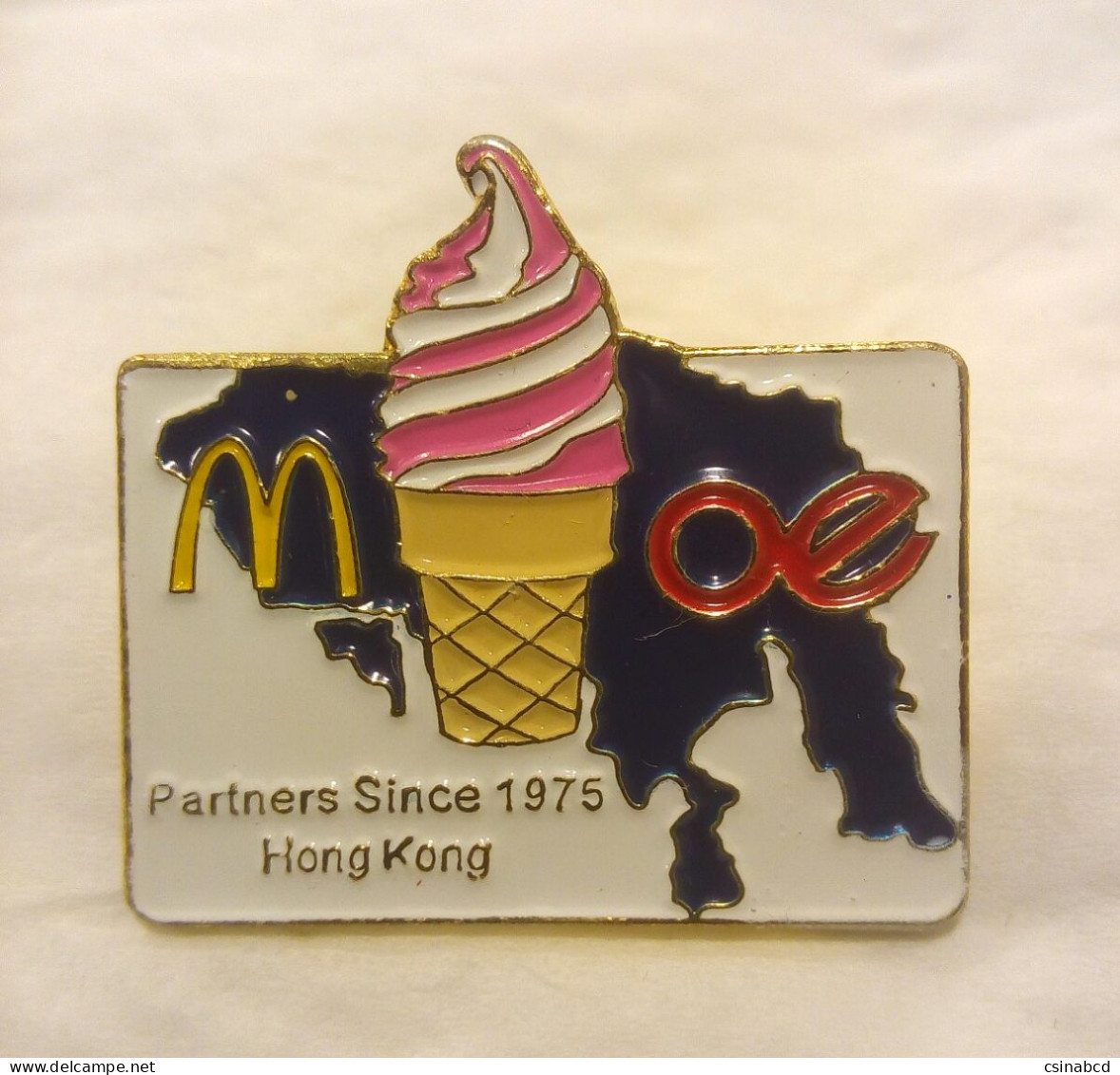 RARE Hong Kong McDonald's " Partners Since 1975 Hong Kong " Pin Badge - McDonald's