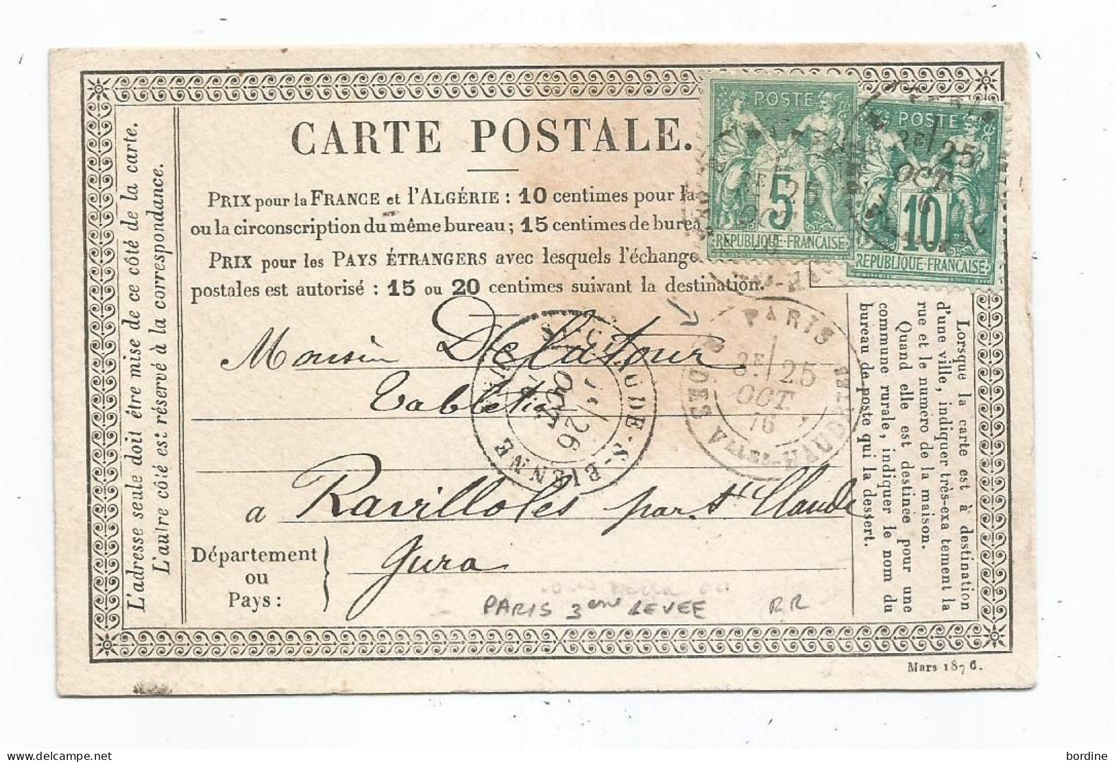 - SEINE - PARIS - TP Sage T.I N°64+65 S/CP Précurseur + Càd T.17 - 1876 - Trés Rare - 1876-1878 Sage (Type I)