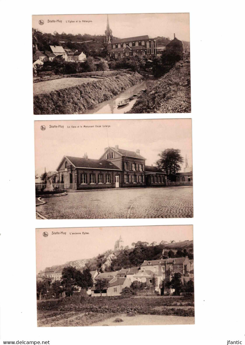 Statte Huy, L'ancienne église, L'église Et La Méhaigne, La Gare, Nels,Edit.Gaston Destatte,Huy, 3 Cartes, 1910-1930 - Hoei