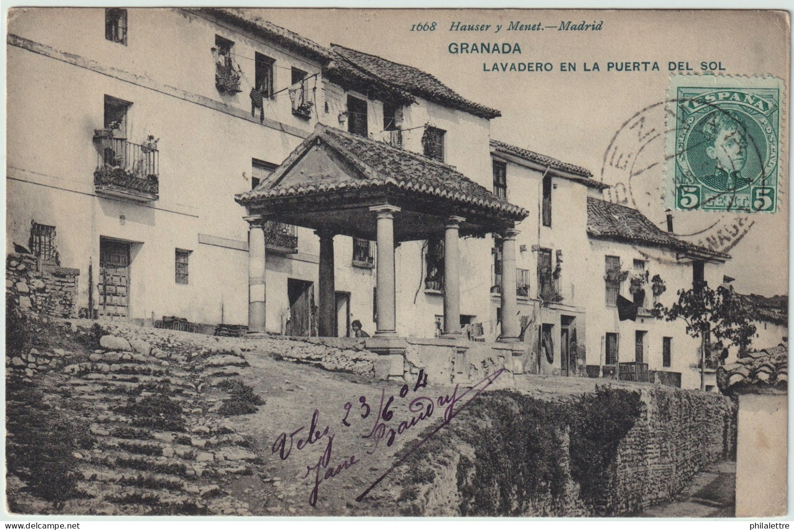 ESPAGNE / ESPAÑA - 1904 Tarjeta Postal Affrancada 5c Cadet De BEZNAR / (GRANADA) A SAN FRANCISCO, EE. UU. - Storia Postale