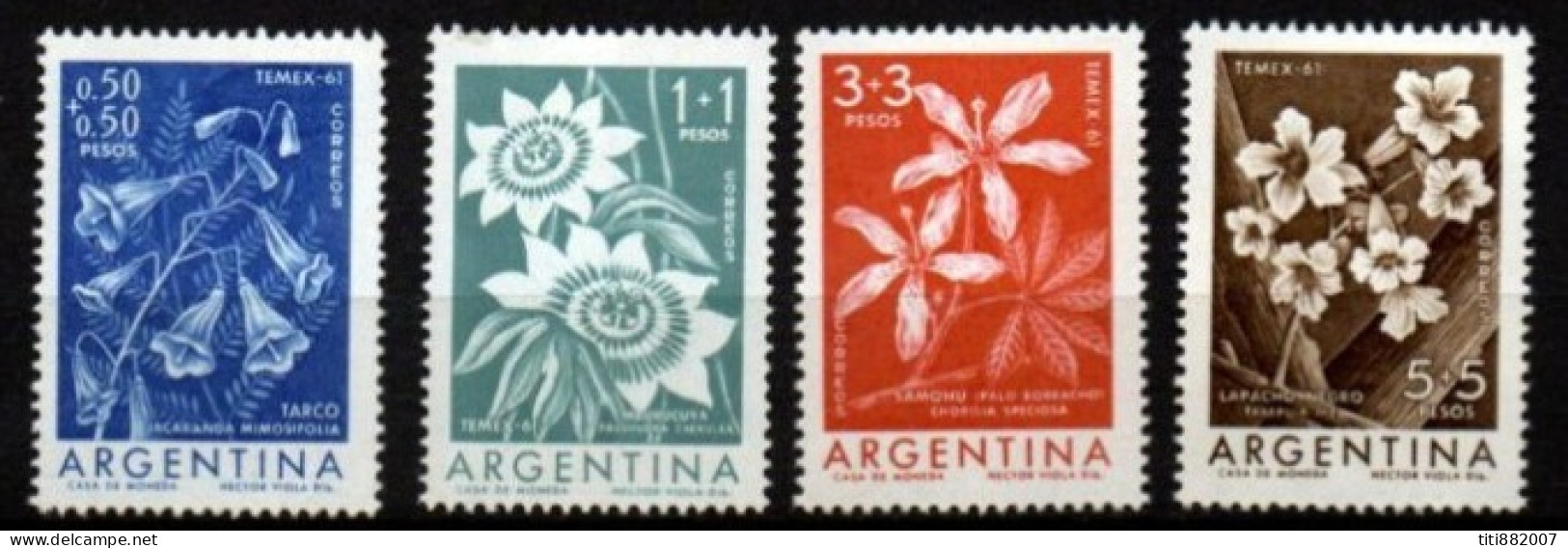 ARGENTINE  -   1961 .  Série à Surtaxe Des Fleurs.   Neufs ** - Unused Stamps