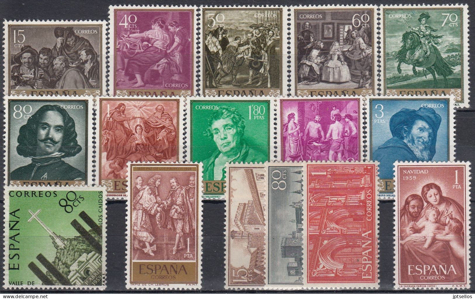 ESPAÑA 1959 Nº 1238/1253 AÑO COMPLETO NUEVO ** SIN FIJASELLOS - Annate Complete