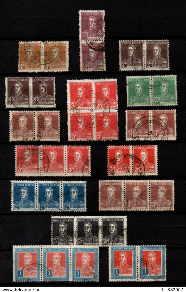 ARGENTINE  -   L O T  De Paires, Bandes + 1bloc De4.  Oblitérés - Collections, Lots & Series