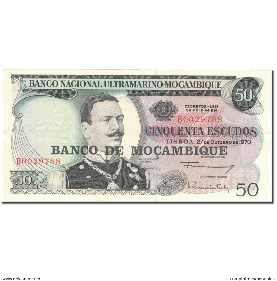 Billet, Mozambique, 50 Escudos, 1970-10-27, KM:116, NEUF - Moçambique