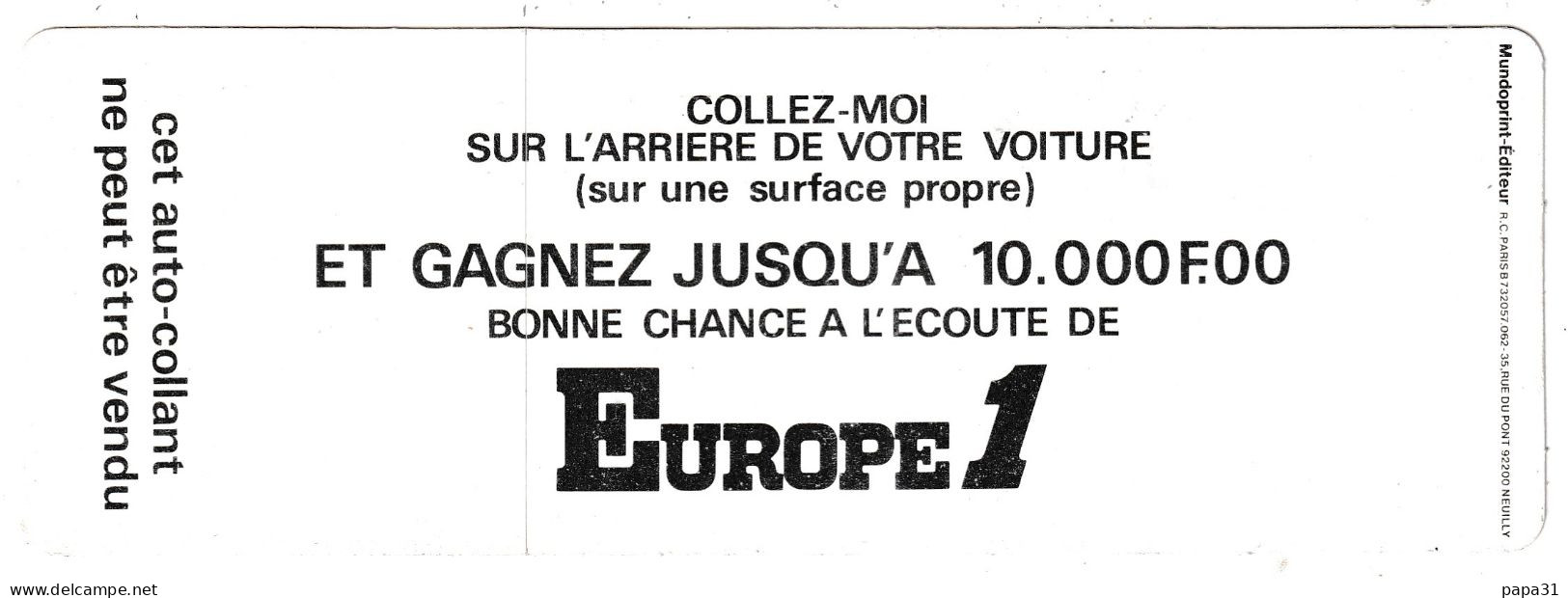 Autocollan -  EUROPE 1 C'est Naturel - Jean Paul ROULAND - Autocollants